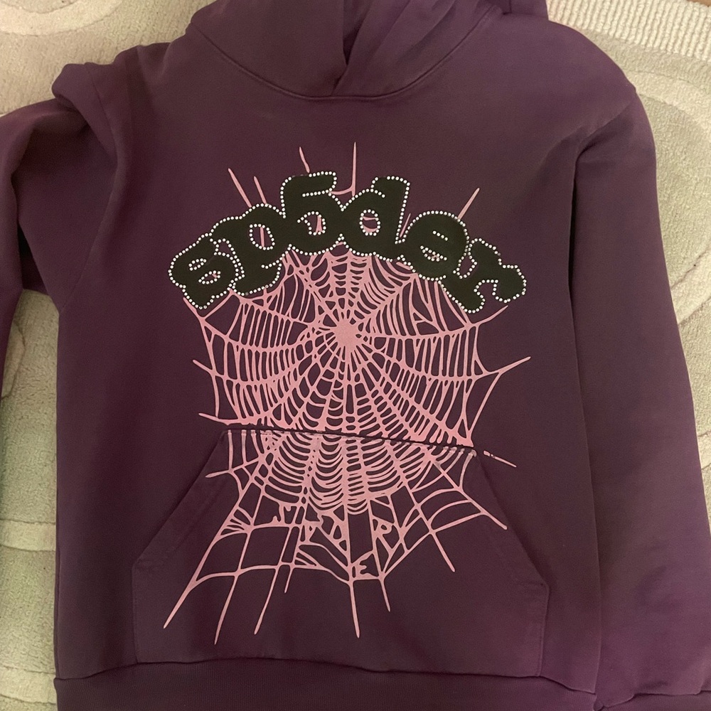 Spider Graphic Hoodie in Purple and Pink
